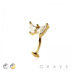 BUTTERFLY TEARDROP TOP 316L SURGICAL STEEL THREADLESS FLOATING BELLY BUTTON RING